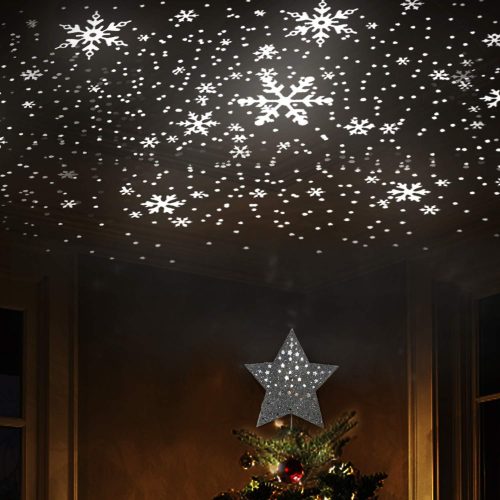 christmas tree projector projecting snowflakes
